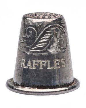 TatterBlue's tweet photo. Happy #thimblethursday ! Today’s engraved silver thimble is from the Raffles Hotel in Singapore— would you use this? Or do you think it’s just for display? https://t.co/1ZNuLUBVHd