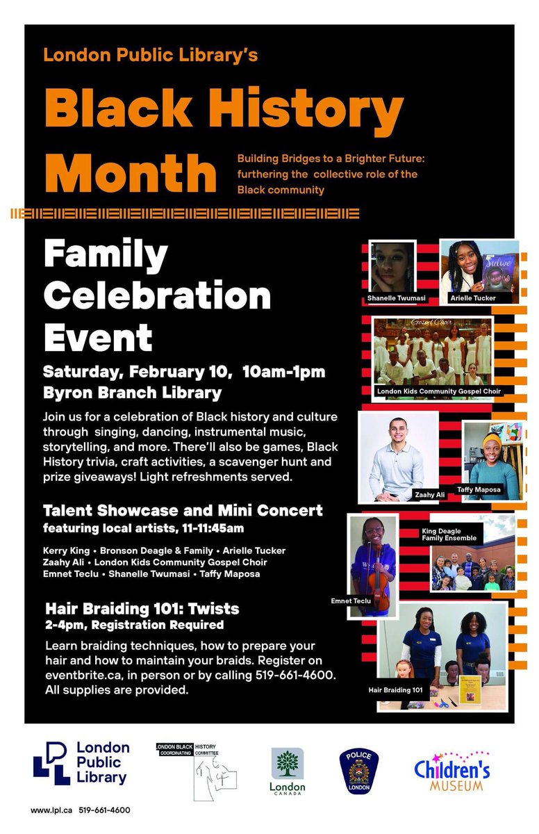 🎉 Join us next Saturday (Feb 10) for our annual Black History Month Family Celebration! This year’s event takes place from 10am-1pm at Byron Branch. Free. Everyone is welcome!