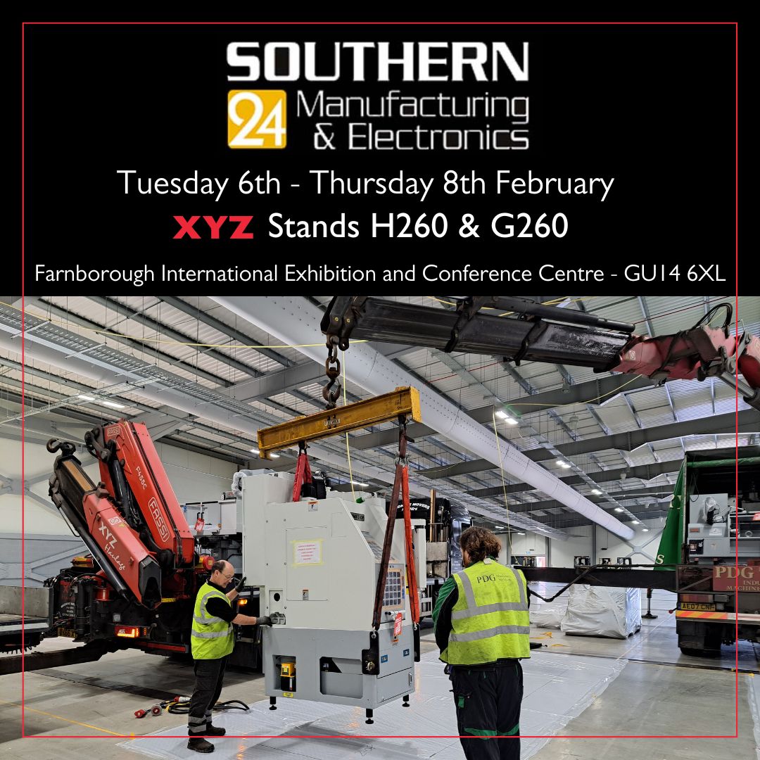 xyzmachinetools's tweet image. The first machine is in place on our stand at Southern Manufacturing 24! 
Come &amp;amp; see us from the 7th to 9th Feb on stands H260 and G260, doors open at 9:30am. Meet The XYZ Team &amp;amp; see live demonstrations on our Machine Tools including the TMC range. See you there! #xyzmachinetools