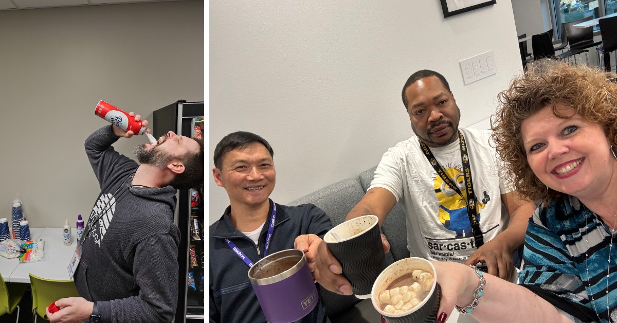 TouchNet's tweet image. Yesterday was National #HotChocolateDay and our Kansas City and Chattanooga offices are in the dog days of winter. So we took the opportunity to warm up with a hot chocolate social hour! #TeamTouchNet
