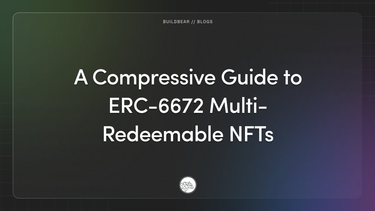 _BuildBear's tweet photo. 🎊Multi-redeemable NFTs allows multiple redemption with ERC-6672, enhancing utility of digital assets.

🥳Learn how these token enable redemption in multiple scenarios.

Read the full article: https://t.co/VztAzOsLY6

#Web3  #smartcontracts #solidity #evm #NFTs  #ERC https://t.co/YEVGEON3po
