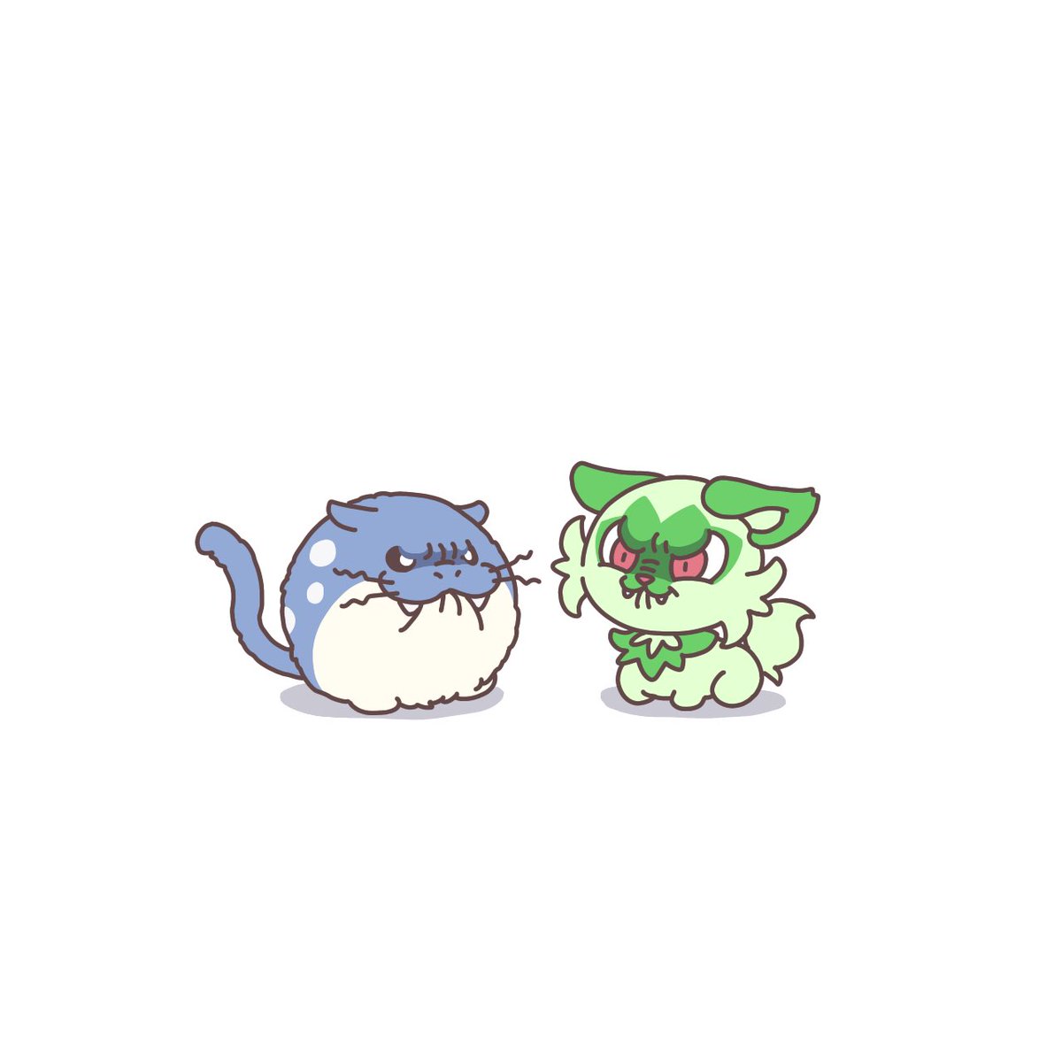 ニャオハ「ニャオハとネコザラシ」|シパソのイラスト