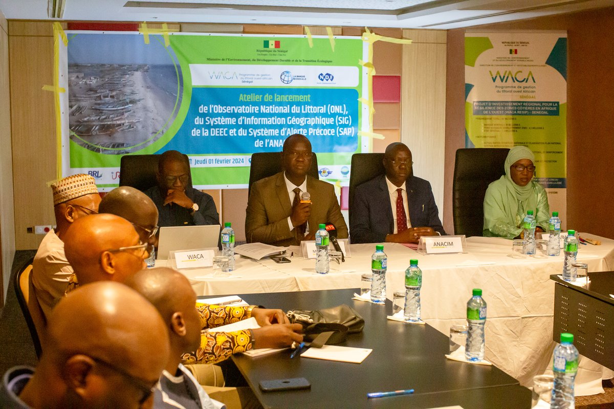 WacaSenegal's tweet photo. Le Sénégal va bientôt se doter d’un Observatoire National du Littoral. Le lancement a été fait,  ce 01 fev en présence de tous les acteurs du littoral. Cette initiative de #WacaSénégal va également permettre de renforcer le SAP de #ANACIM et d’opérationnaliser le SIG de la #DEEC https://t.co/Ul5D5ycX1J