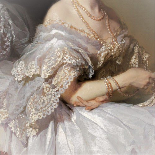 Ivan Makarov    —    Portrait of Anastasia Ushakova. detail. circa 1866