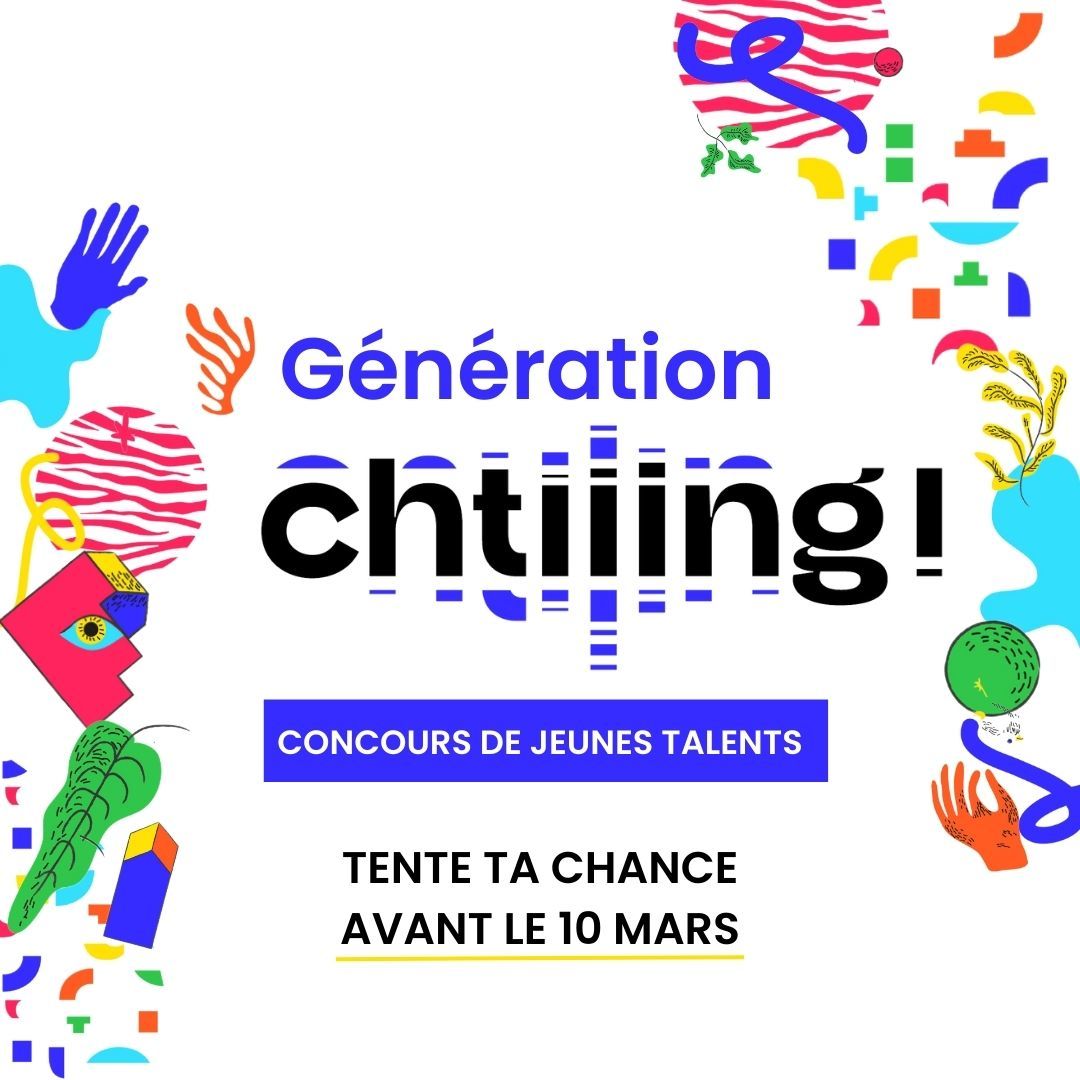 📢 Appel aux jeunes talents ! Tu as entre 18 et 26 ans ? Tu es créateur∙ice, artiste, sportif∙ve… ? 🌟 Participe au concours Génération Chtiiing ! 
A la clé 👉 un accompagnement personnalisé et une dotation jusqu'à 1000€.

Candidate avant le 10/03 bit.ly/generation-cht…