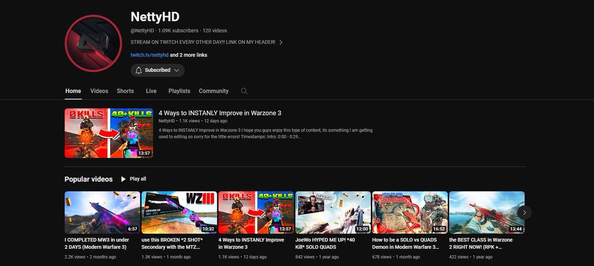 9 SUBS AWAY FROM 1.1k, Any support is appreciated!❤ 

youtube.com/@NettyHD/featu…