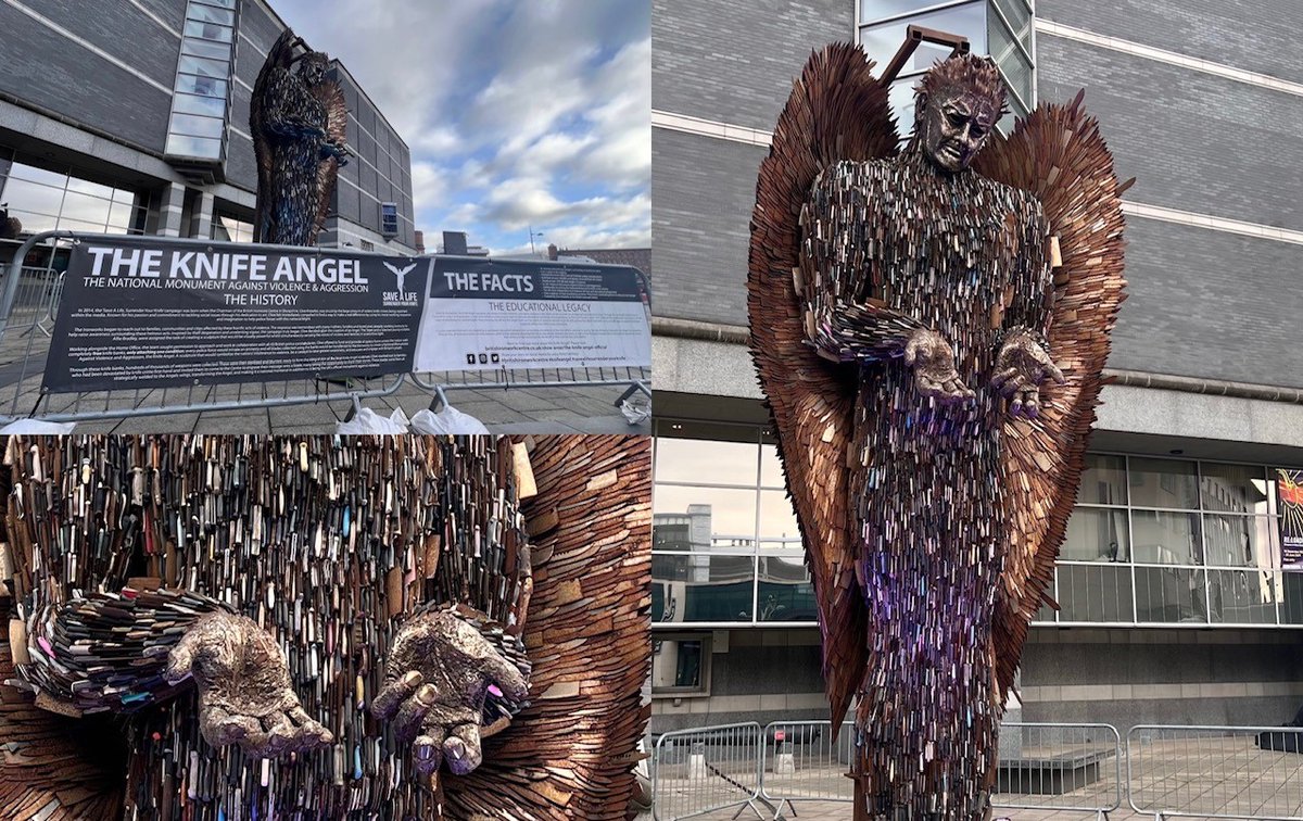 Throughout Feb #knifeangel is in Leeds @ <a href="/Royal_Armouries/">Royal Armouries</a> . This striking tall sculpture made of 100,000 seized knifes, highlighting the negative effects of violence is worth seeing #britishironworkcentre #savealifesurrenderyourknife #projectshieldleeds <a href="/SaferLeeds/">Safer Leeds</a>