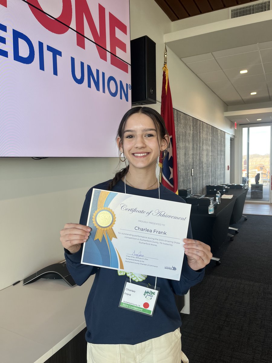 Shout out to Kalleah Hall and Charlea Frank for representing TFAA at the Ron Clark Amazing Shake 🤝 Charlea Frank was ranked in the top 16 for RCS and will be competing at a Night of Networking. Good luck Charlea! ✨
#amazingshake <a href="/rucoschools/">Rutherford County Schools</a>