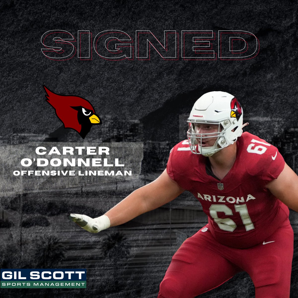 Congrats to Carter O’Donnell on signing back with the @AZCardinals!