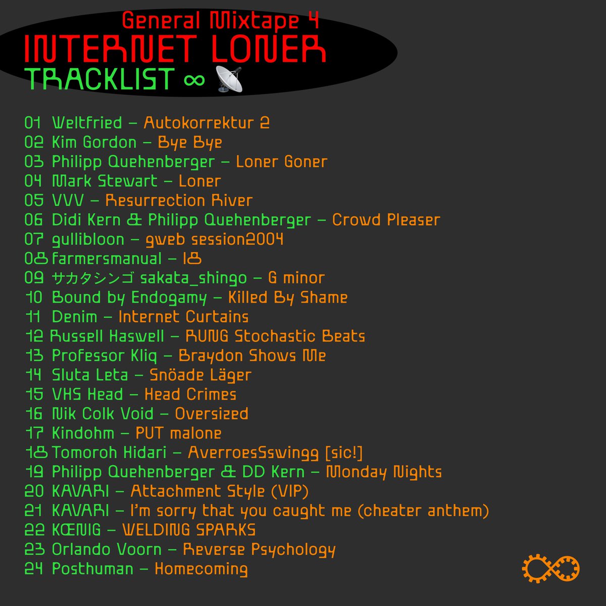 General Mixtape 4 🔊
📡 mixcloud.com/cigamlareneg/g…

with tracks from <a href="/weltfried/">weltfried</a> @KimletGordon <a href="/pqsounds/">Philipp Quehenberger</a> <a href="/farmersmanual_/">𝖿𝖺𝗋𝗆е𝗋𝗌 𝖬А𝖭ᑌ𝖠ᒪ</a> <a href="/RussellHaswell/">Russell Haswell</a> <a href="/URNIXTEA/">サカタシンゴ sakata_shingo</a> <a href="/theslutaleta/">Sluta Leta</a> <a href="/VHS_Head/">VHS Head</a> <a href="/nikvoid/">Nik Colk Void</a>  <a href="/TomorohHidari/">Tomoroh Hidari</a> <a href="/KAVARI_/">ᛃ</a> @orlandovoorn et al.

💥