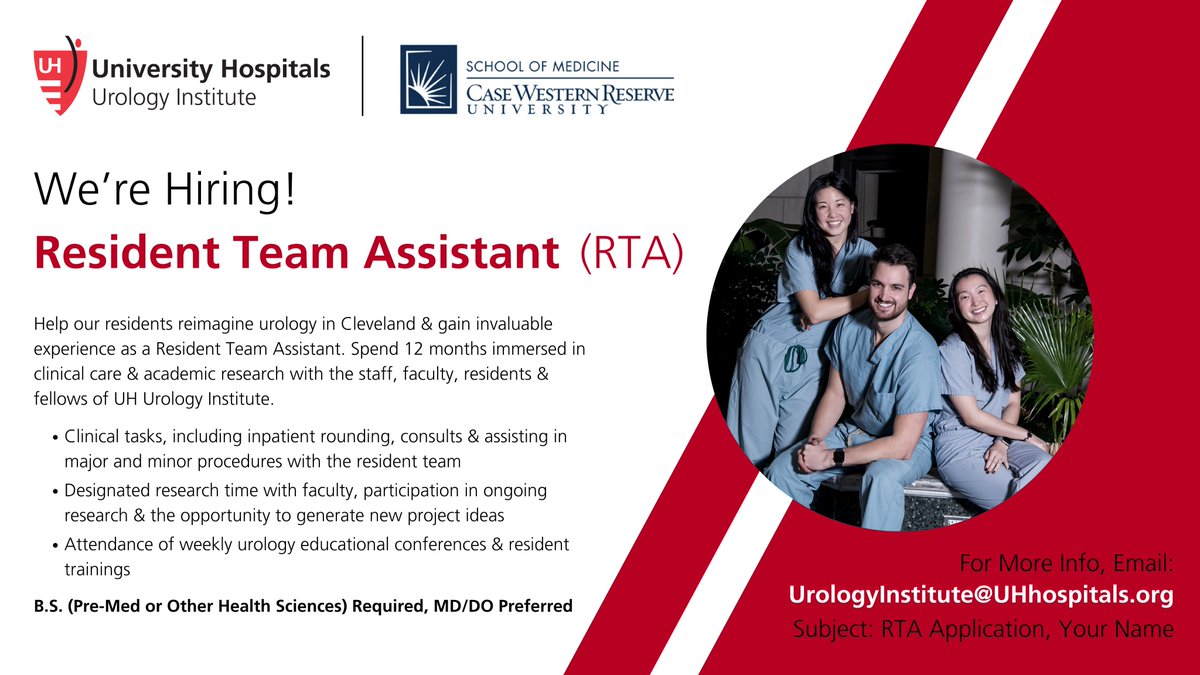 To those looking for their next steps post #AUAMatch2024, let us introduce you to a unique and rewarding opportunity. UH UI is looking to hire a skilled Resident Team Assistant into the family - become a crucial part of our care team and learn alongside our residents, fellows,