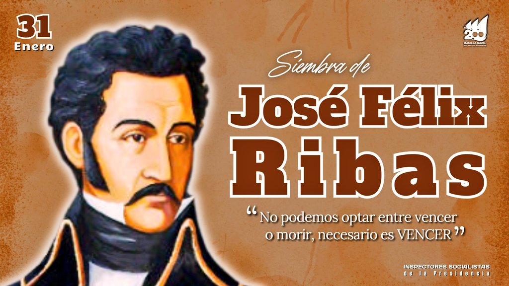 #CISPAlDía// Hoy #1Feb de 1796 el GJ José Félix Ribas contrajo matrimonio con María J. Palacios, tía de Simón Bolívar,  quien le otorgó título: Vencedor de los Tiranos, q originaría en su expresión célebre: ¡Necesario es vencer!
#FebreroAntiimperialista