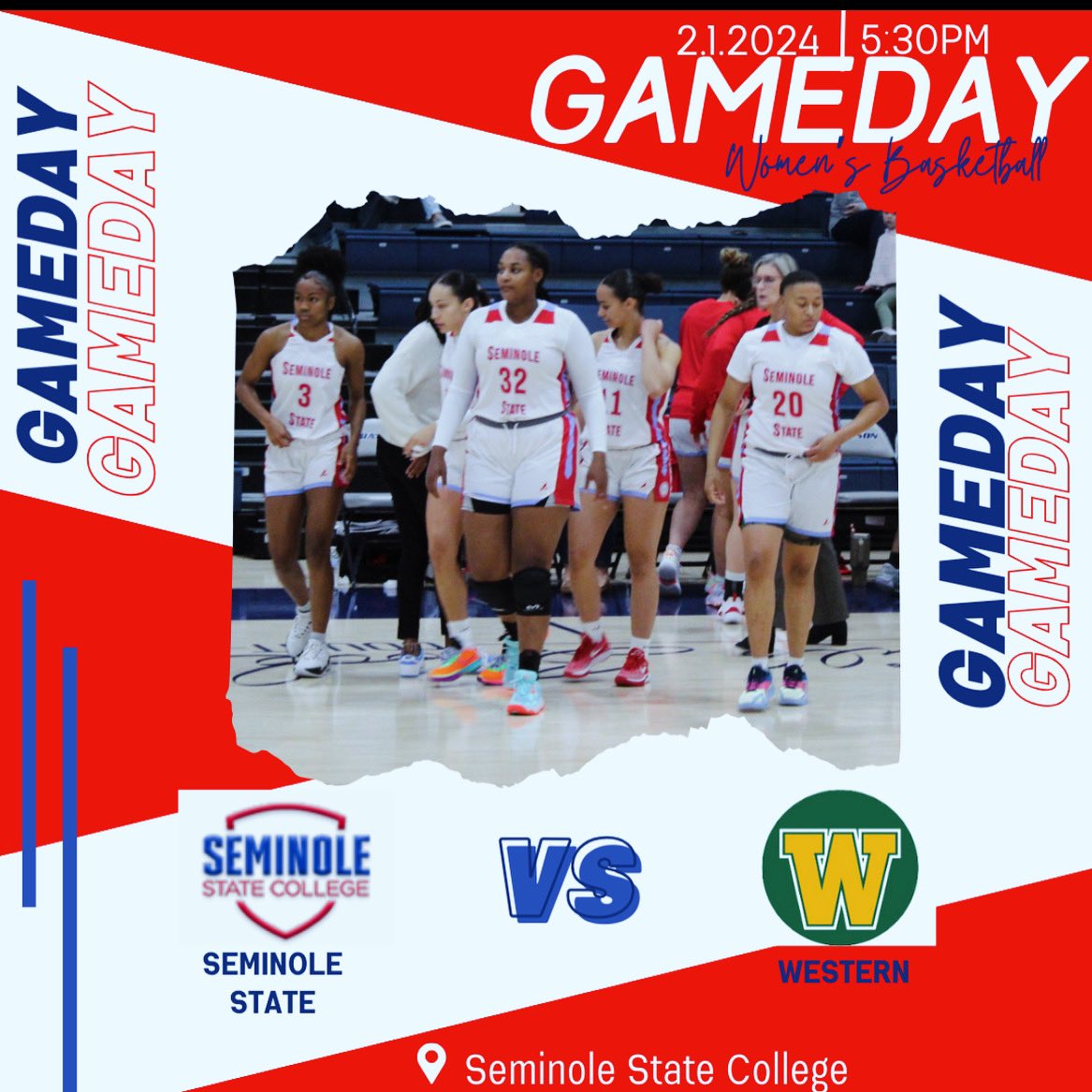 ♥️GAME DAY💙 We are back at Home!

🏀 vs Western  

📅 Feb 1st, 2024

⏰ 5:30pm

📺 youtube.com/live/Tvs9ysCqc…

📍Seminole, OK

FT. BELLES