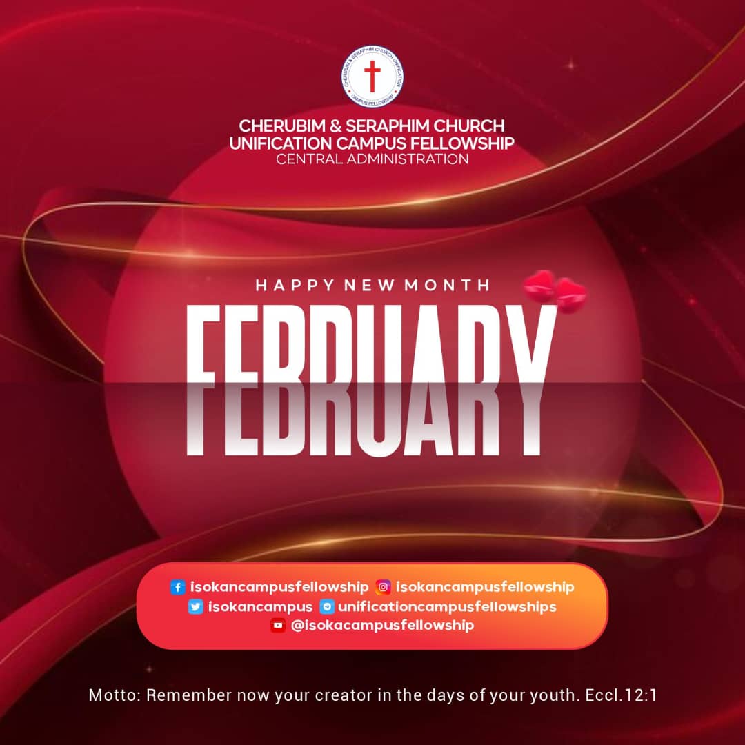 isokancampus's tweet photo. It's a new month, and we will continue to move progressively in everything. Don't give up. You'll definitely testify. Happy new month from C&amp;S Unification Campus Fellowship.
Isokan... Ebi kan...
#unificationcampusfellowship
#isokan
#Onefamily
#cnscampusfellowship
#cnsworldwide https://t.co/YT4HFRFf2S