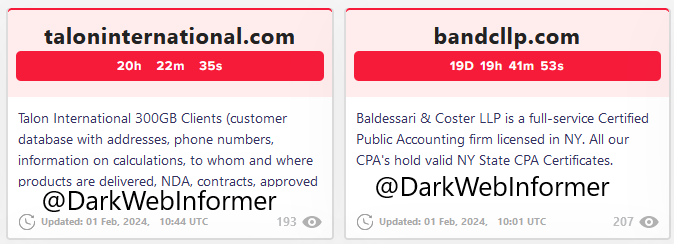 DarkWebInformer's tweet photo. Allegedly, #LockBitch has named multiple victims.
Threat Actor: LockBitch
Ransomware Victim: 2 Victims
Date: 2024-02-01
#Ransomware #StopRansomware #DarkWeb #DarkWebInformer #Leaks #Leaked #Cyberattack #Cybercrime https://t.co/bKDkietg0O