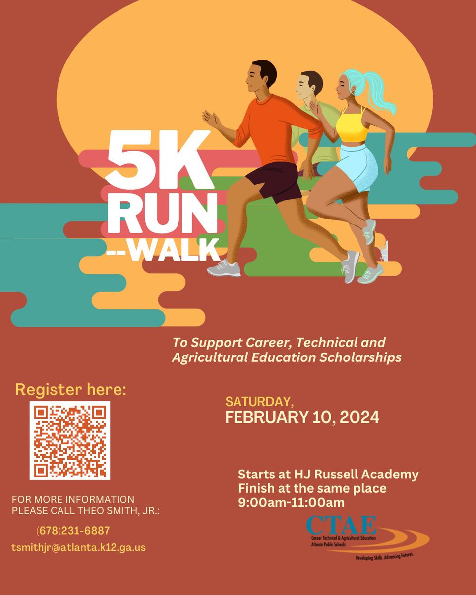 Lace up your sneakers and run with us! Support or Career, Technical and Agricultural scholars by participating in our 5K @apsupdate @apssupt