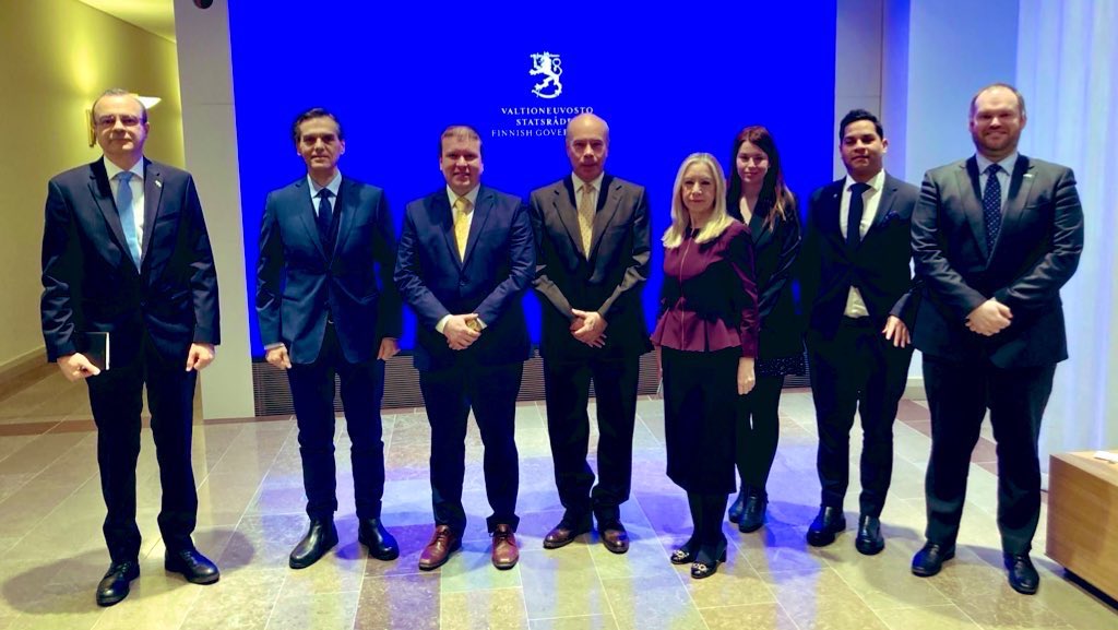 Minister <a href="/VilleTavio/">Ville Tavio</a>: ”Very good meeting today with our Latin American and Caribbean partners in Helsinki. Working together to strengthen our excellent cooperation and to develop our trade even further on many sectors e.g. mining, forestry, and digitalisation.”