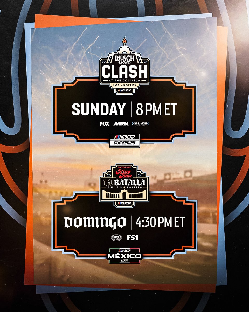 NASCAR's tweet photo. Hey Los Angeles, it's time to Clash. 

A historic weekend is in the making. #BuschLightClash https://t.co/4hD08PP0Xa