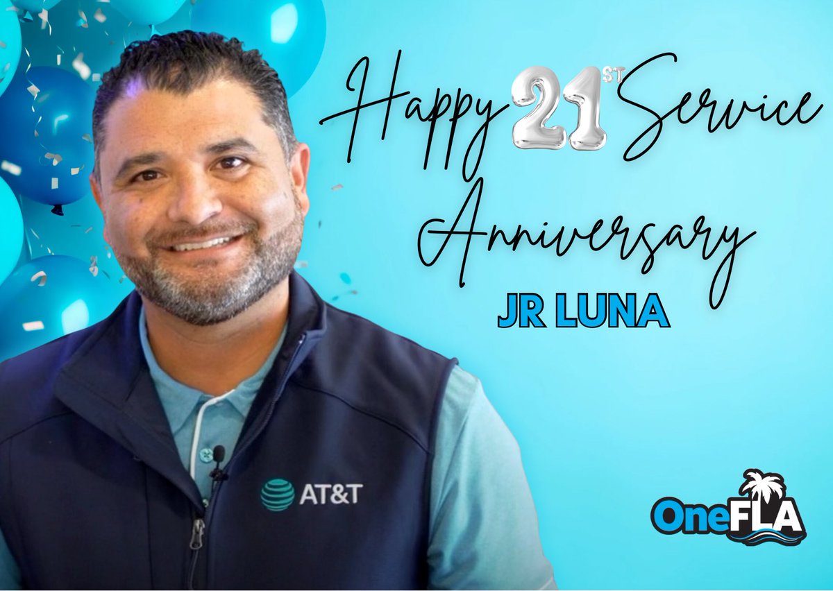 Happy 21st Service Anniversary to our VPGM JR Luna! #OneFLA 😎🌴#LifeAtATT #ItsAFloridaThing