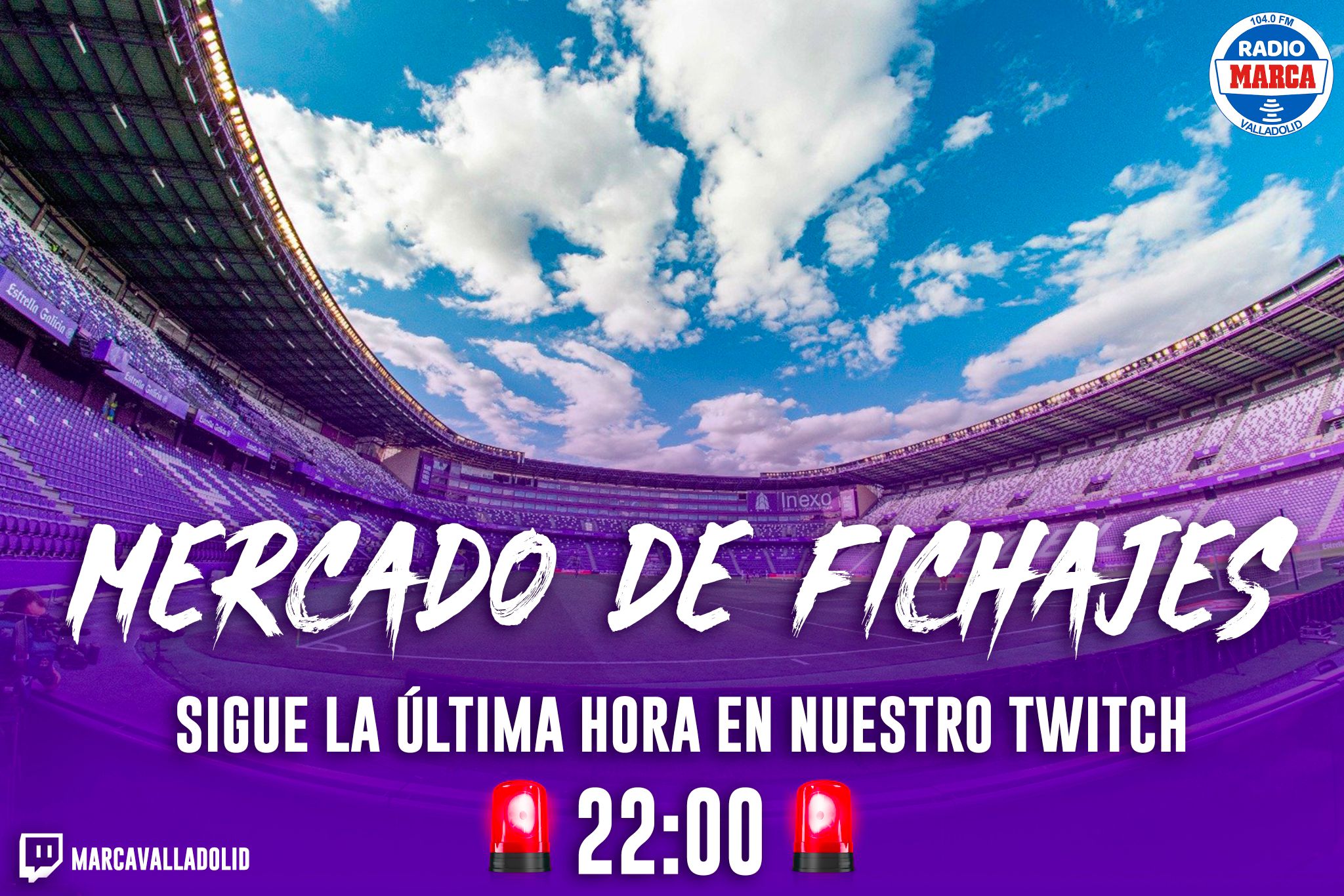 MARCA VALLADOLID on X: 🟣 ¡Ya EN DIRECTO en nuestro @TwitchES!: 🚨 DIRECTO  ESPECIAL CIERRE DEL MERCADO DE FICHAJES 👉 Todos los detalles de las  entradas y salidas del Pucela en las