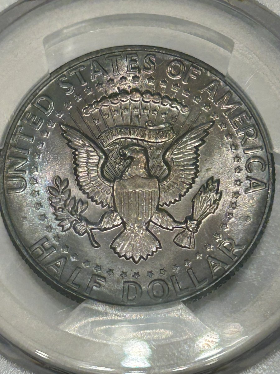 I come across some fairly unique toners every week. Here’s one I just added to inventory/collection. 64 #kennedy PCGS MS65 #numismatics #coincollecting #preciousmetals #silver   @PCGScoin