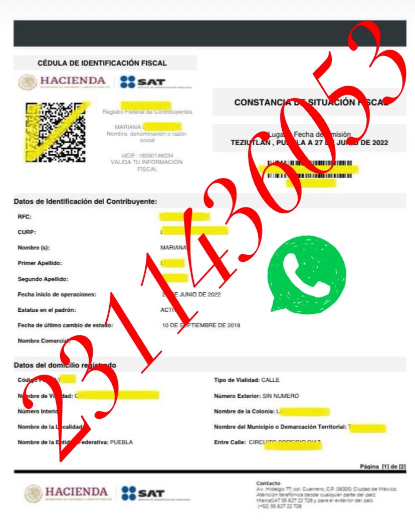 Contamos con Citas #Urgentes para el #SAT para esta y la próxima semana
Generamos:
✅Constancia de Situación Fiscal
✅Acta de Nacimiento, Defunción, Matrimonio y Divorcio
✅Contraseña del RFC
Información por mensaje o mediante
📲 WhatsApp 2311436053
📲 wa.me/message/7L2IQN…