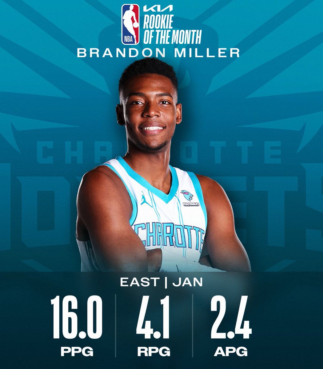 The Kia NBA Rookies of the Month for January! #KiaROTM West: Victor Wembanyama (@spurs) East: Brandon Miller (@hornets)