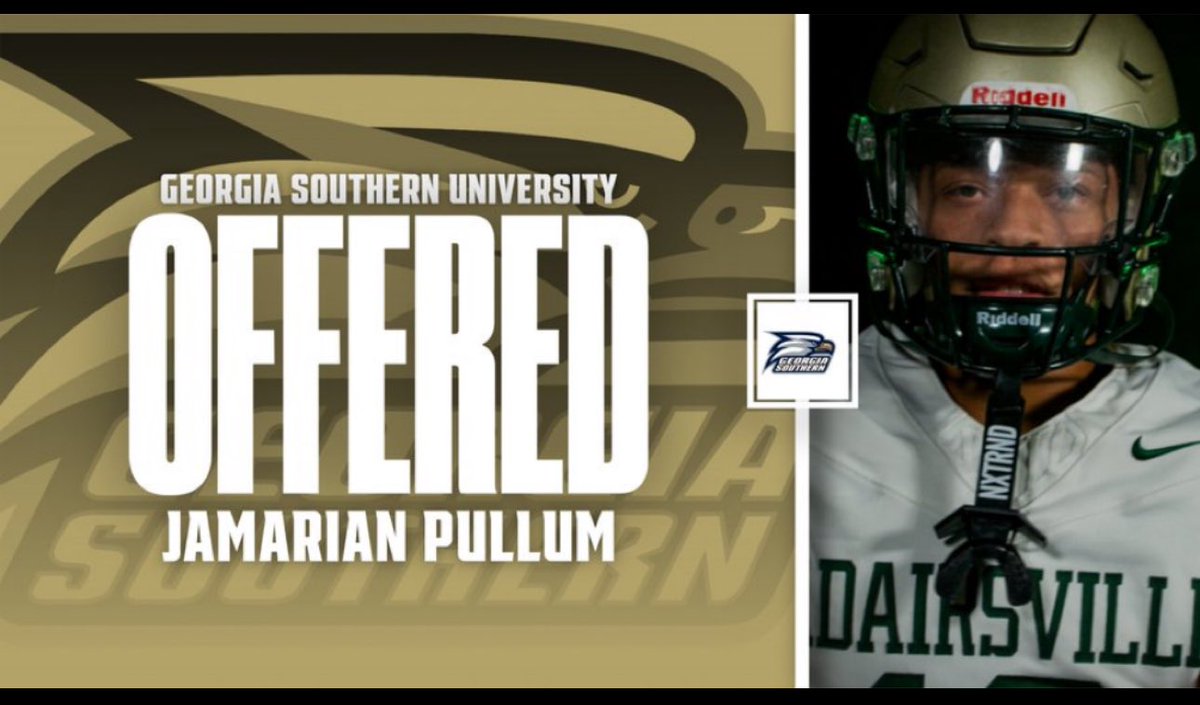 After a great talk with  <a href="/Rip_Rowan48/">Rip Rowan</a> . I’m blessed to receive my 1st  D-1 Offer to <a href="/GSAthletics_FB/">Georgia Southern Football</a>.
 <a href="/CoachSafford/">Darius Safford</a> <a href="/NwGaFootball/">NwGa Football</a> @On3Recruits <a href="/RecruitGeorgia/">Recruit Georgia</a> <a href="/jonathan_cudd/">Jonathan Cudd</a> <a href="/Coach_JT_AHS/">Coach Terrell (Adairsville High)</a> <a href="/Adairsville306/">Adairsville Athletics</a>