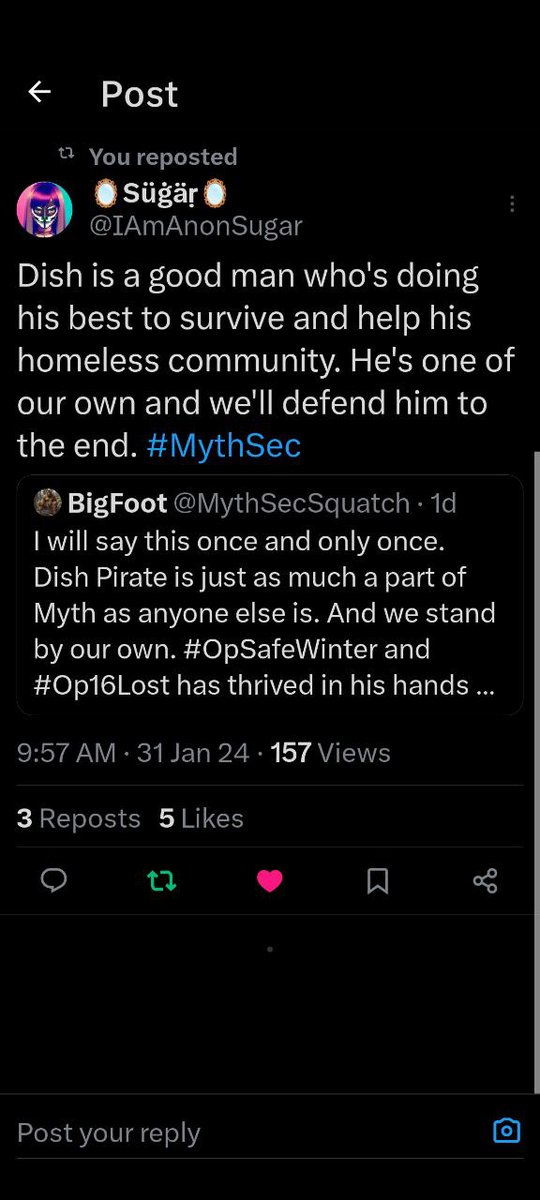 Myth_Sec's tweet photo. You see, this is what #MythSec means when we say we're family and we look out for our own. You don't get to mess with one without messing with us all. #Op16Lost https://t.co/YnIrfVhDJ7
