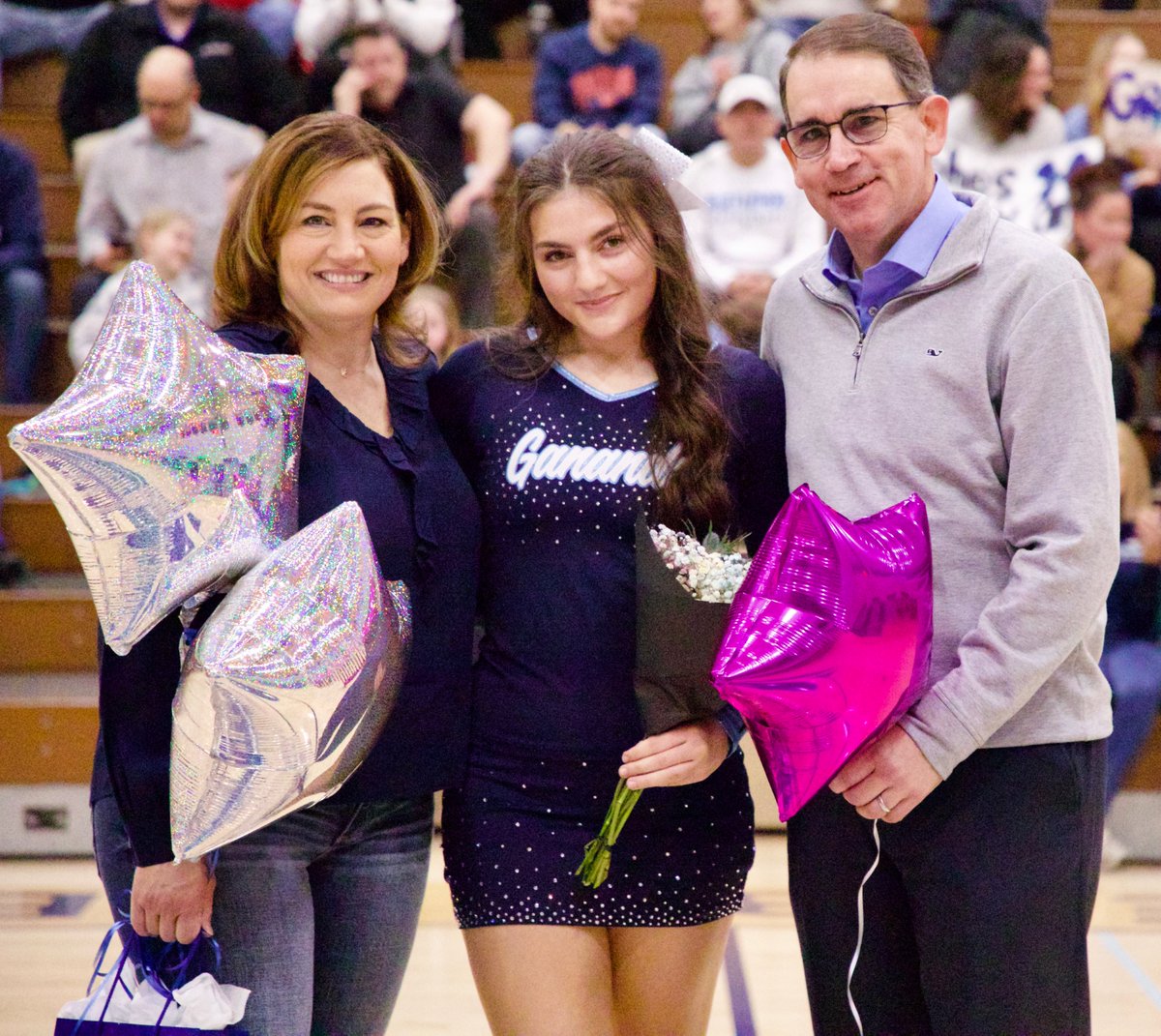 WeAreGananda's tweet photo. Celebrating Senior Night with boys basketball 💙 #GanandaProud https://t.co/JpoazSsllA
