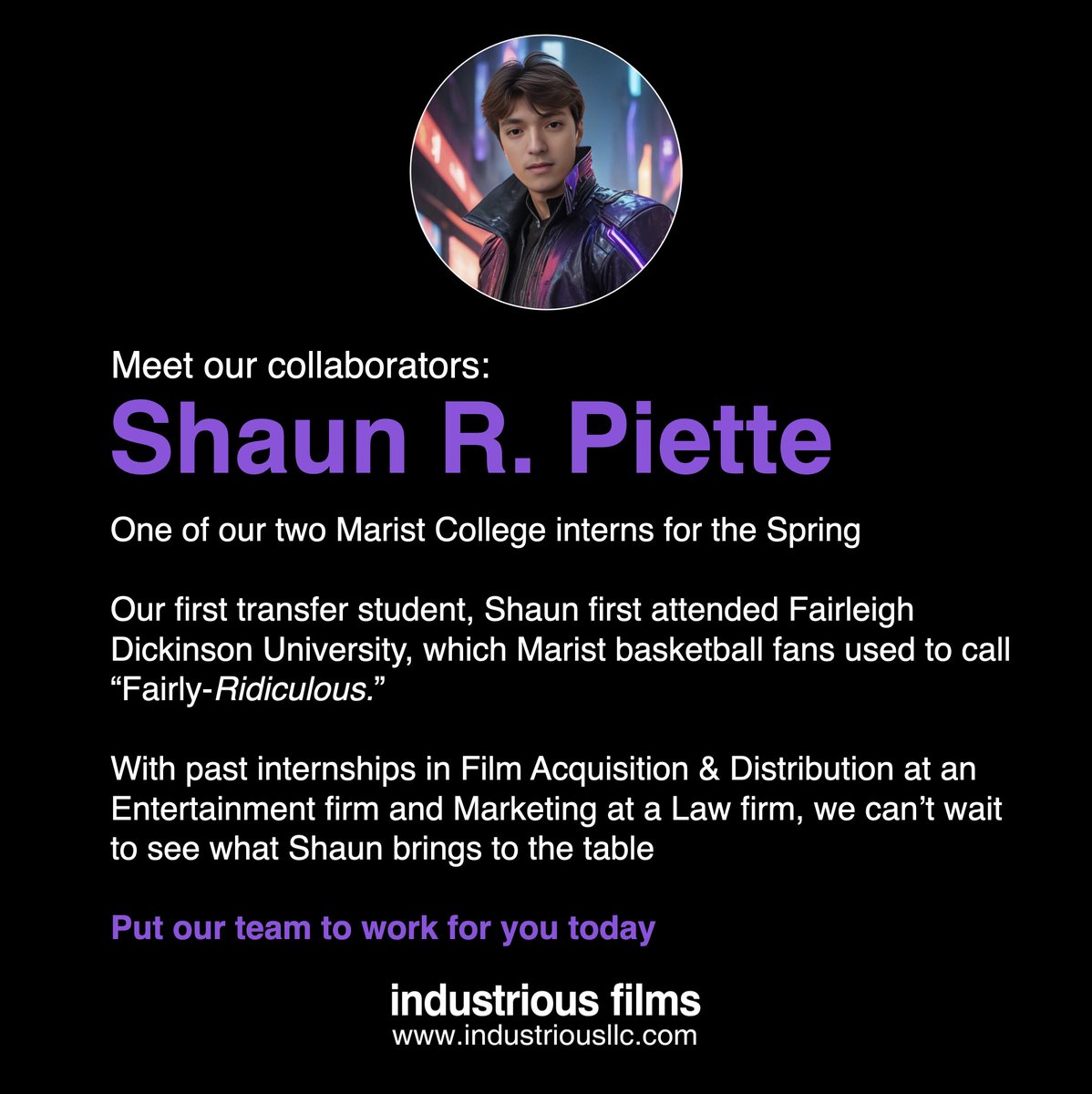 Meet our latest intern. Love the Blade Runner AI photo.