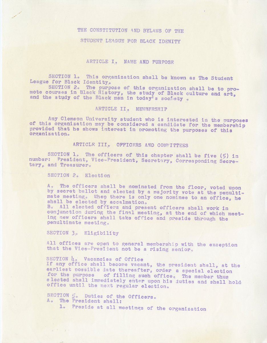 Clemson's first African American student organization, the Student League for Black Identity, was founded in November 1968.

#BlackHistoryMonth #ClemsonUniversity