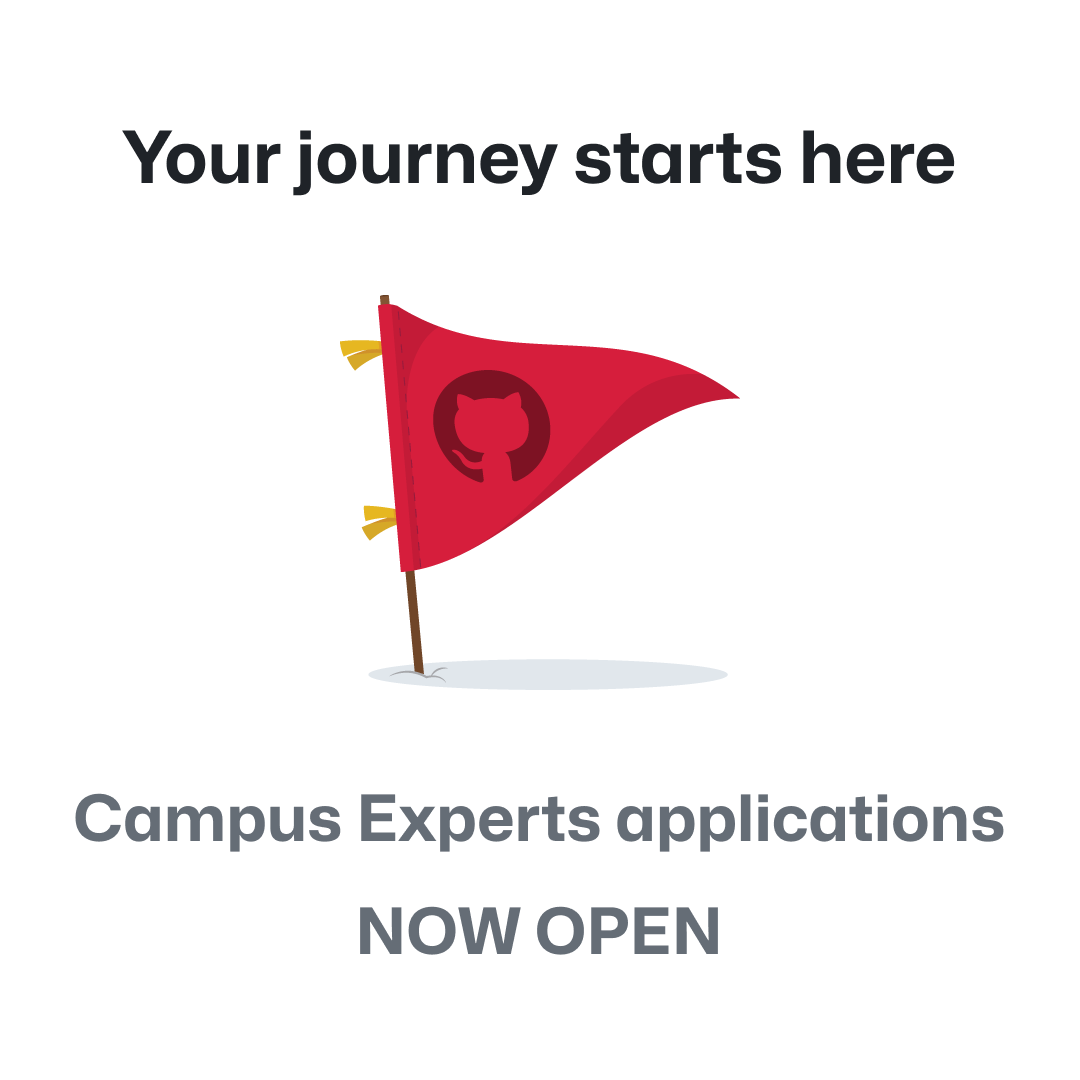 🚩Calling all students: The #GitHubCampusExperts applications are NOW OPEN! Dive into an empowering journey where you'll hone your leadership skills, mentorship, and community engagement: 👉 education.github.com/campus_experts