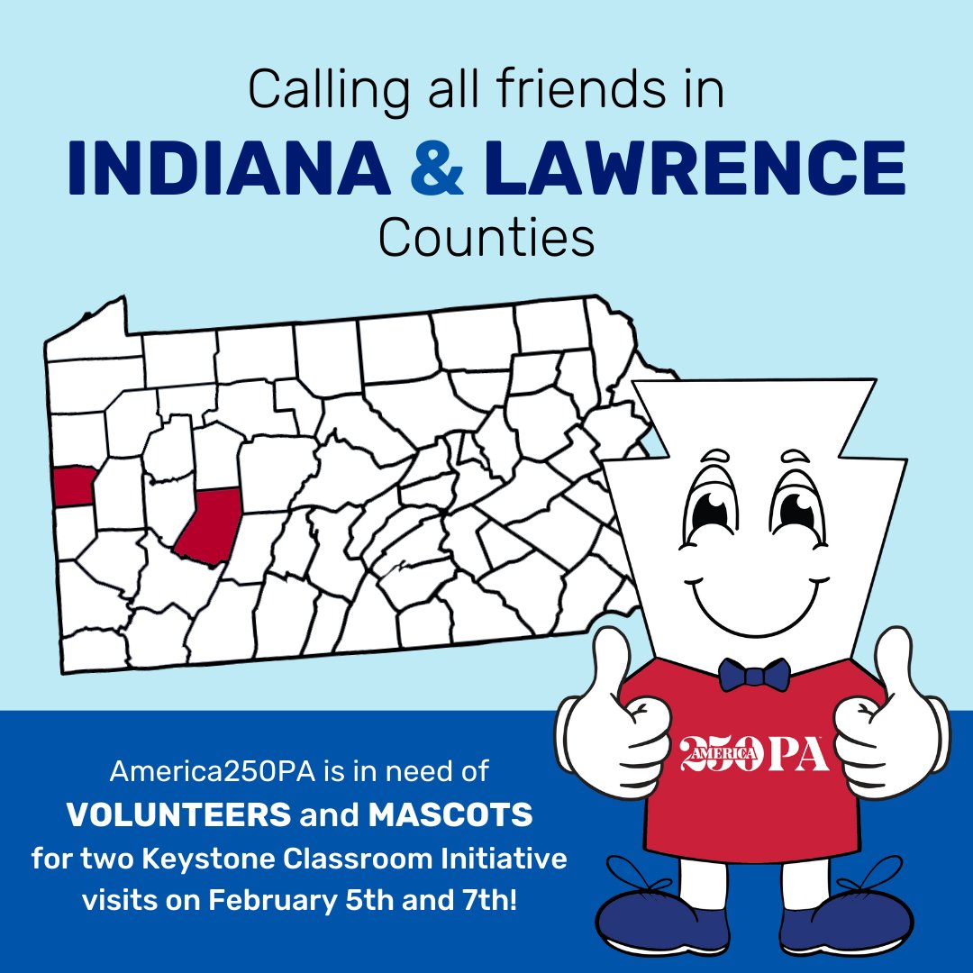 📢 We are in need of volunteers and mascots for two Keystone Classroom Initiative visits next week: 2/5 in Indiana County and 2/7 in Lawrence County. Learn more and sign up here! form.jotform.com/232576631130147

#KCI #keystoneclassroominitiative #volunteer