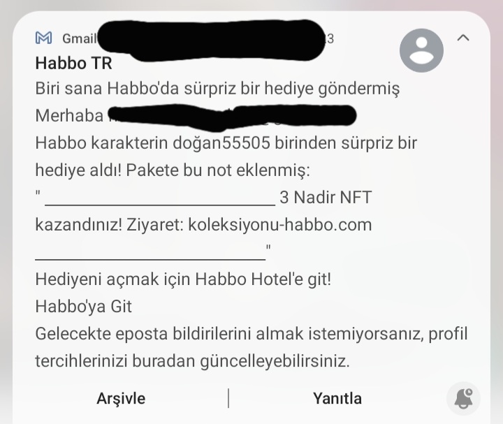 Bedava NFT kazanmışım fakat ban yiyen hesabımla kazanmışım... Hediyeyi veren saygıdeğer abim acaba doğan50555 hesabıma yollayabilir misin NFT'mi? Çok makbule geçer. Şimdiden teşekkürler adamsın abim.