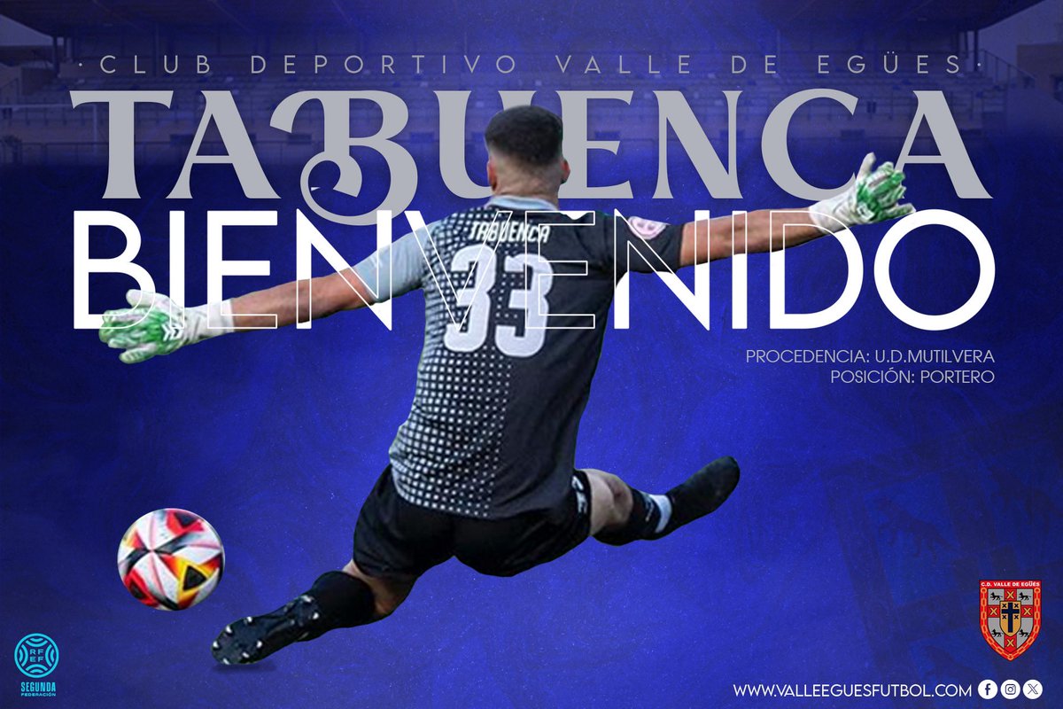 AUPAEGUES's tweet photo. 𝐂𝐎𝐌𝐔𝐍𝐈𝐂𝐀𝐃𝐎 𝐎𝐅𝐈𝐂𝐈𝐀𝐋 | ✍️ El C.D. Valle de Egüés ficha a Adrián Tabuenca.

El C.D.Valle de Egüés ha alcanzado un acuerdo con el portero  para unirse a la entidad para lo que resta de temporada en 2Rfef.

🖥️➡️Más información: https://t.co/U8oRn8Xwj0 https://t.co/7zPzreTean