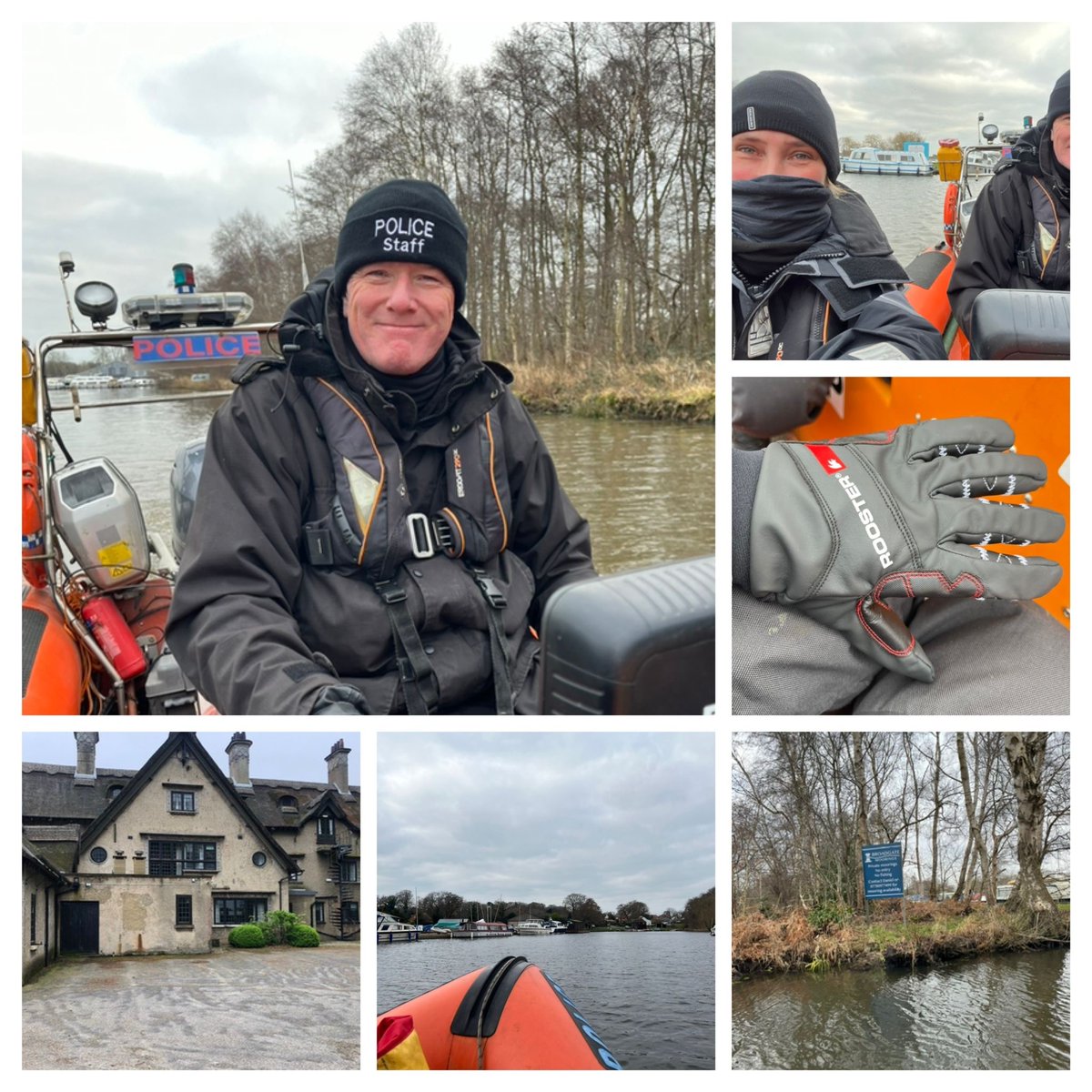 Good to see Police Volunteer Tom back out on the water yesterday with Sarah on a Patrol along the river Ant. Launching at Stalham through to How Hill Trust. Boat yards and liveaboards checked. Bit chilly but new gloves helped. @HowHillTrust @Rooster_Kit