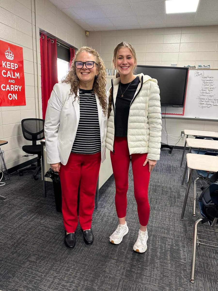 Twinning with a former student.  Did not plan this fit check but red and black looks great on this future UGA freshman!  Going to miss this senior class!