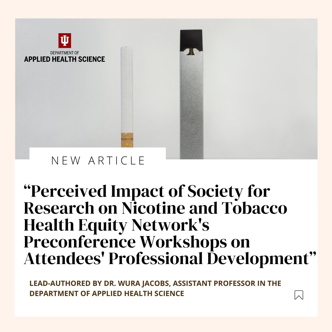 IU_AHS's tweet photo. Check out this recent publication lead-authored by Dr. Wura Jacobs, assistant professor in the Department of Applied Health Science!
Read it here: https://t.co/CUMhYPvBHG
#AppliedHealth #PublicHealth https://t.co/4p8xpl0dDP