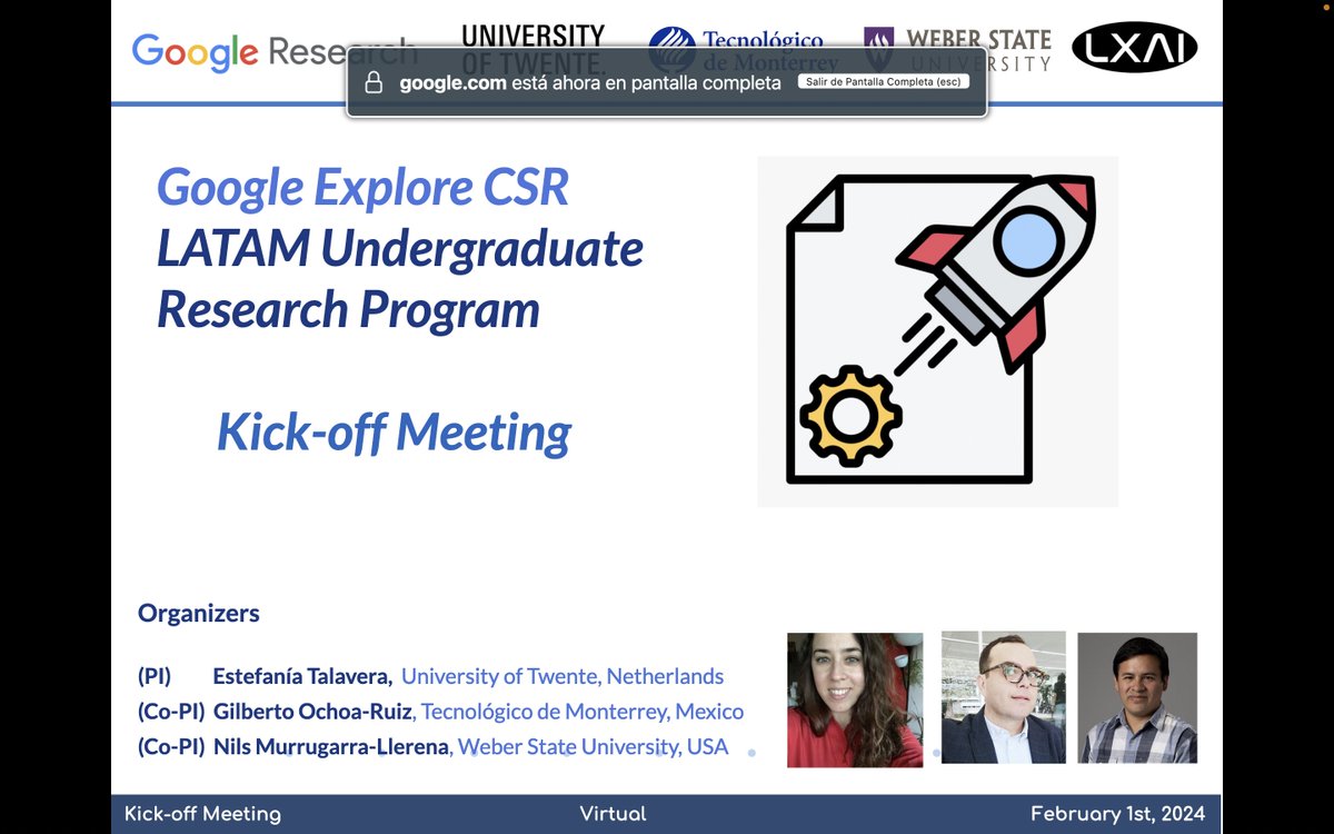 Beto Ochoa-Ruiz (@beto_ochoaruiz) on Twitter photo Today we had the kick-off meeting of the <a href="/Google/">Google</a> #ExploreCSR funded program "Latam Undergraduate Research Program in #Computer Vision" in collab with <a href="/_LXAI/">LatinX in AI (LXAI)</a> .... The effort is led by <a href="/eTalaveraM/">Estefanía Talavera</a>, with myself and <a href="/nineil/">Nils Murrugarra</a> as co-PIs... We have been working for three months already Today we had the kick-off meeting of the <a href="/Google/">Google</a> #ExploreCSR funded program "Latam Undergraduate Research Program in #Computer Vision" in collab with <a href="/_LXAI/">LatinX in AI (LXAI)</a> .... The effort is led by <a href="/eTalaveraM/">Estefanía Talavera</a>, with myself and <a href="/nineil/">Nils Murrugarra</a> as co-PIs... We have been working for three months already
