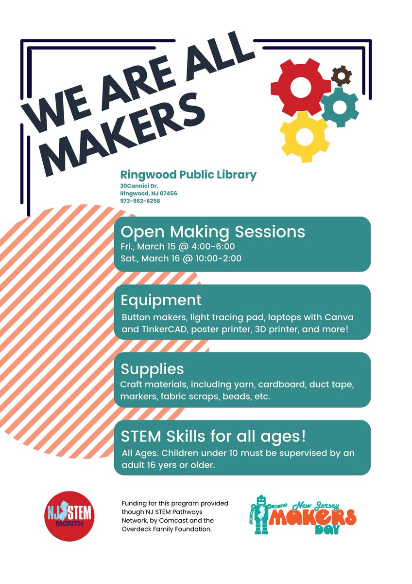 March is NJ STEM Month! 
Sign up for our STEM Newsletter here: forms.gle/2iSzTo6Ux9z4Lv… 
Join us for Open Making on NJ Makers Day! #NJSTEMMonth