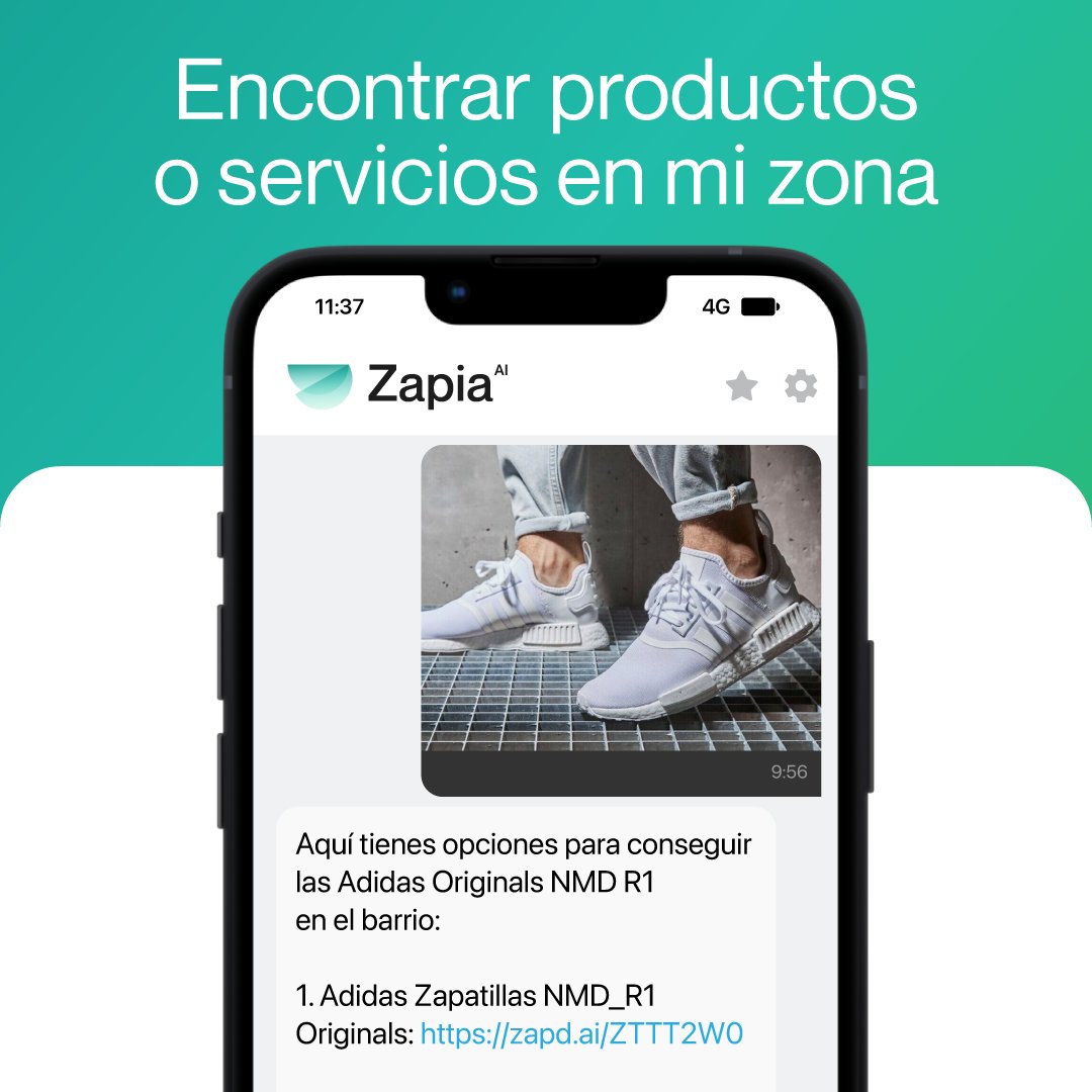 Zapia permite encontrar rápidamente los productos y servicios que estás buscando, y dónde comprarlos 🛍️ ¡Usa Zapia desde WhatsApp o descarga la App! 🤳