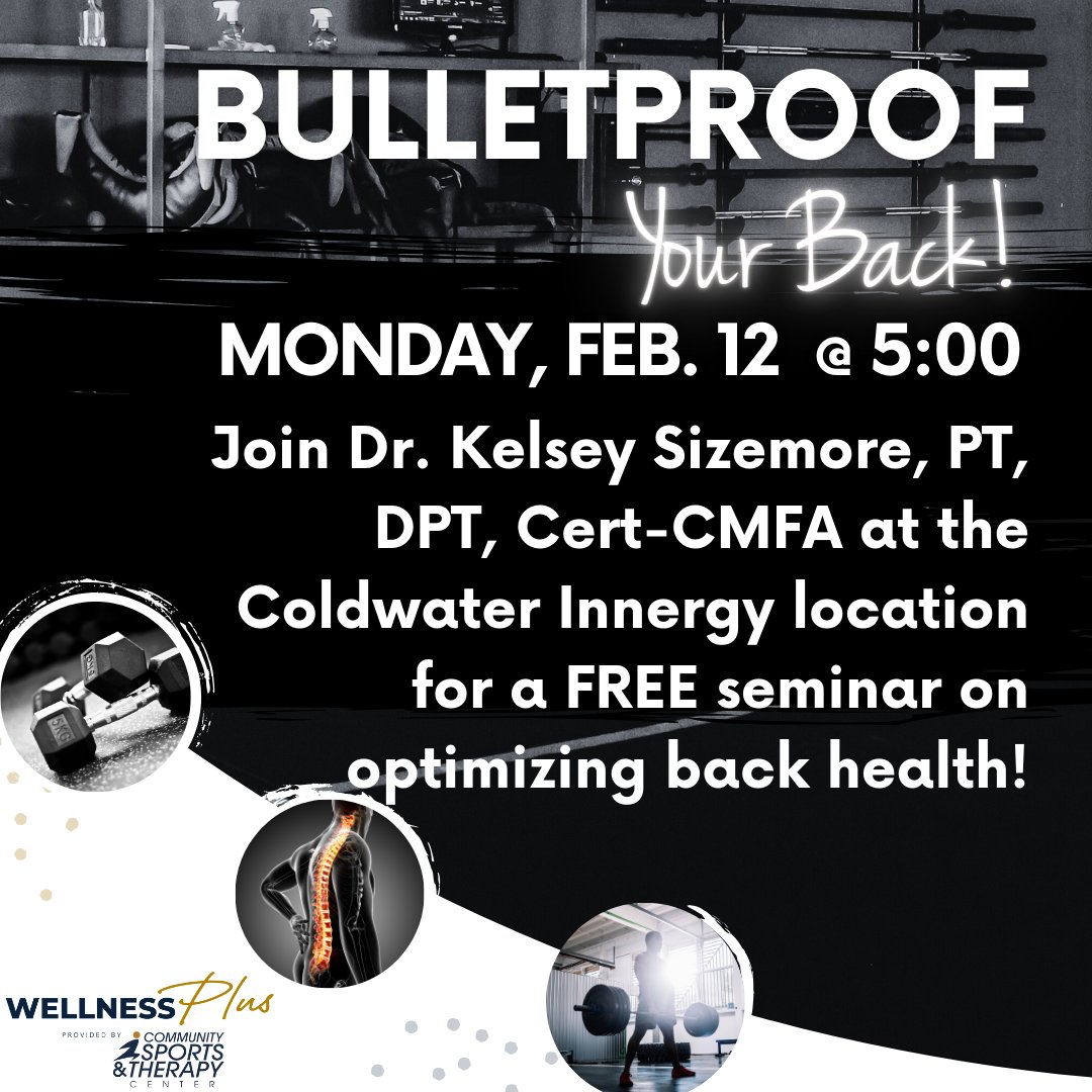 🏋️‍♀️ BULLETPROOF Your Back 🏋️‍♀️ 
We’re excited to bring you this very important informational seminar! For FREE!
Sign up on Innergy's website! It’s FREE for members & non-members. 
innergy-fitness.com/sign-up
#BulletproofYourBack