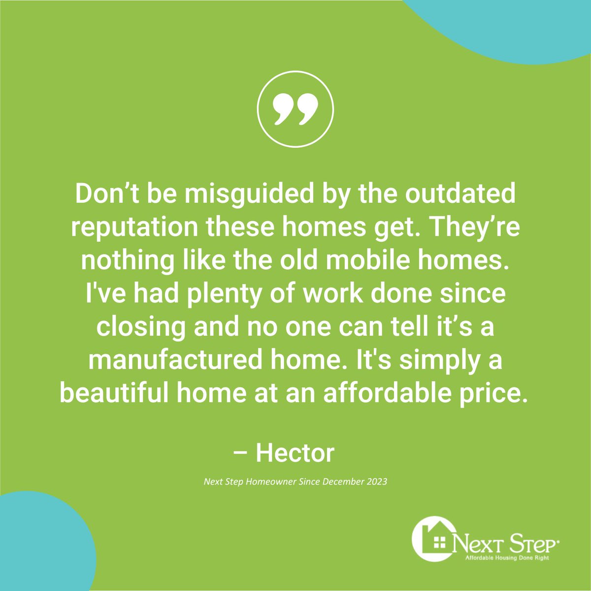 Here's what our first homeowner in Petersburg, MD, had to say to those who may have misconceptions about manufactured homes. Learn more about Hector: ow.ly/t5zy50Qvzfu