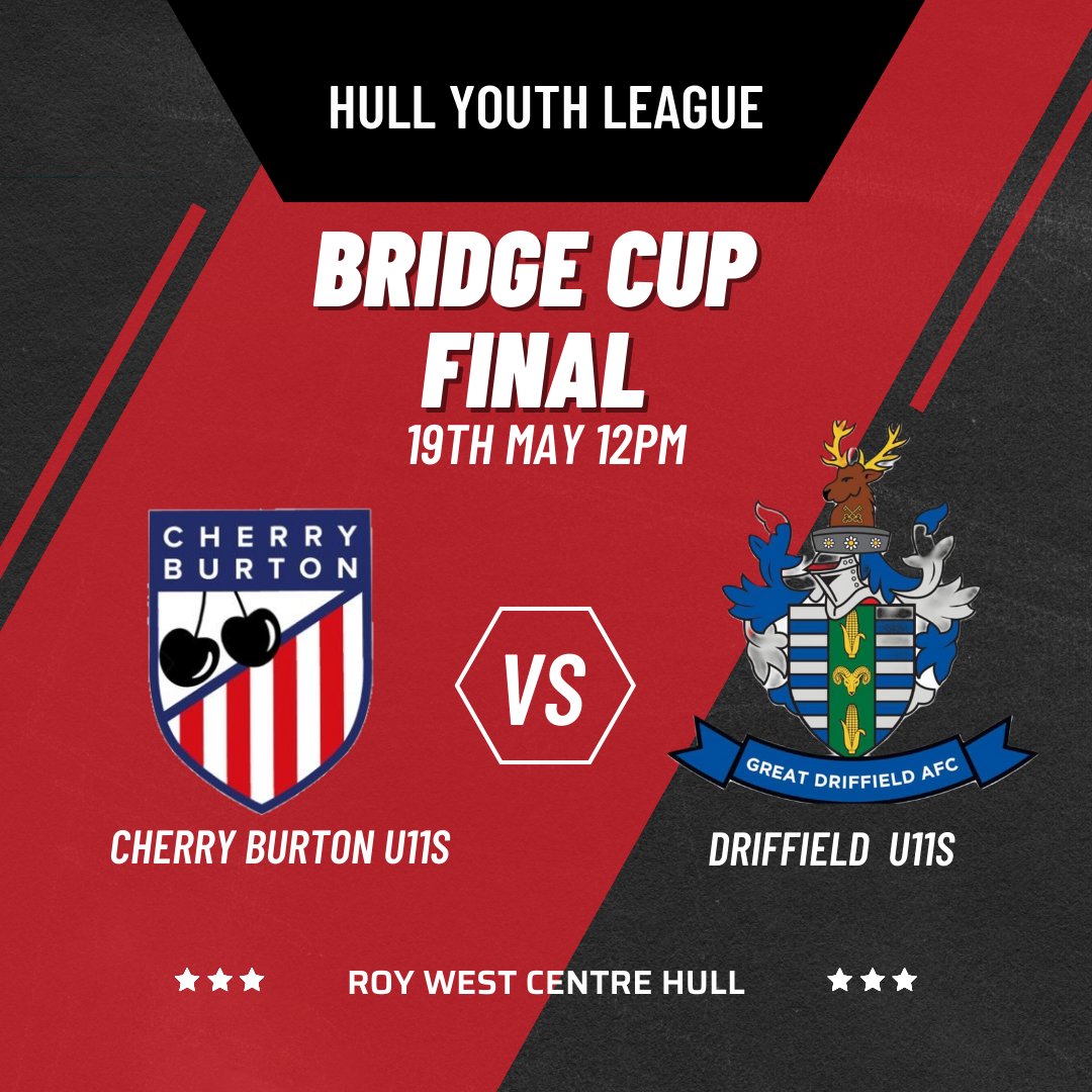 Fantastic news our U11’s ( primary school year 6) team have reached the cup final , approximately 40 teams have taken part from Hull and East Riding , we are super proud of our hard working squad of x15 🍒⚽️🔥