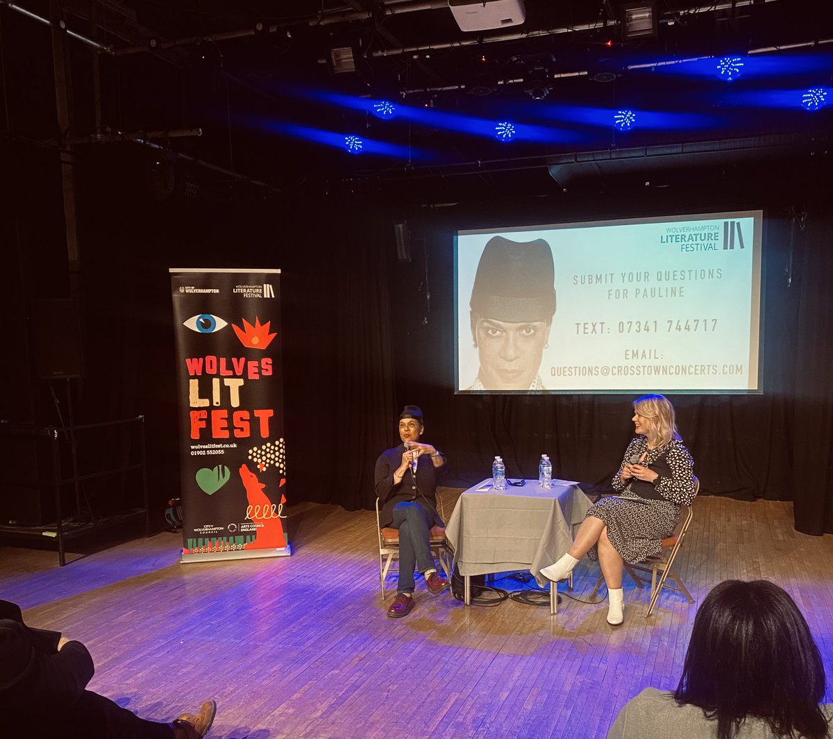So so proud of my best babe @thedivinehammer interviewing THE Pauline Black @WolvesLitFest tonight. Super captivating, what a wonder woman @paulineblackOBE is 🩷