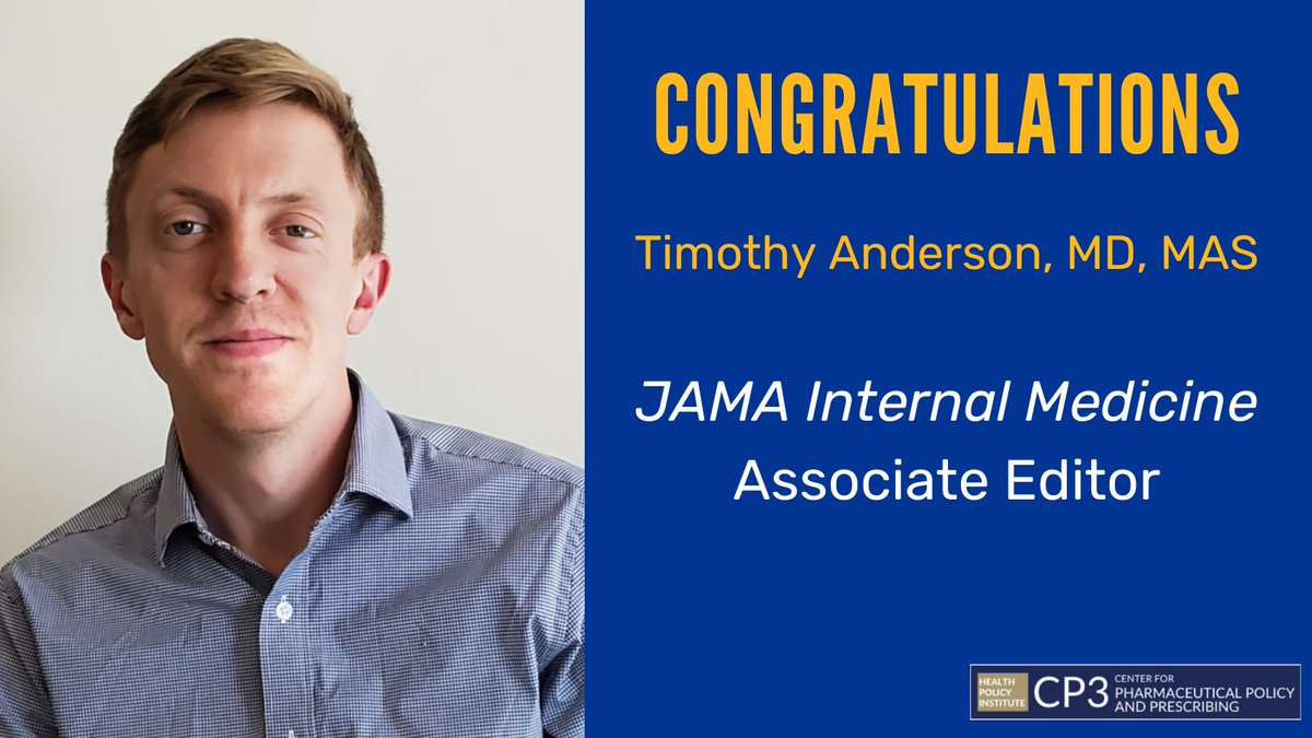 Center for Pharmaceutical Policy and Prescribing (@pittcp3) on Twitter photo Congratulations to our @TimAndersonMD for being named as an Associate Editor of <a href="/JAMAInternalMed/">JAMA Internal Medicine</a>! Congratulations to our @TimAndersonMD for being named as an Associate Editor of <a href="/JAMAInternalMed/">JAMA Internal Medicine</a>!