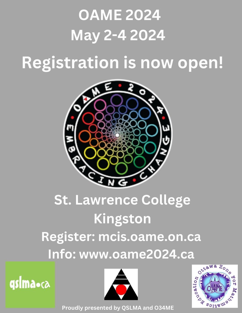 Head on over and get registered. Hope to see you in May. @oame_qslma @O34ME @OAMEcounts