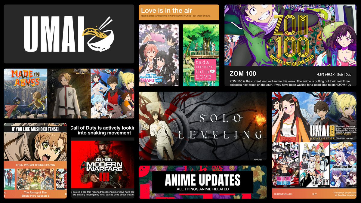 Umai, an anime and gaming culture community bringing the latest news updates to you.✨

Brand identity for <a href="/umainews/">UMAI!🍜</a>