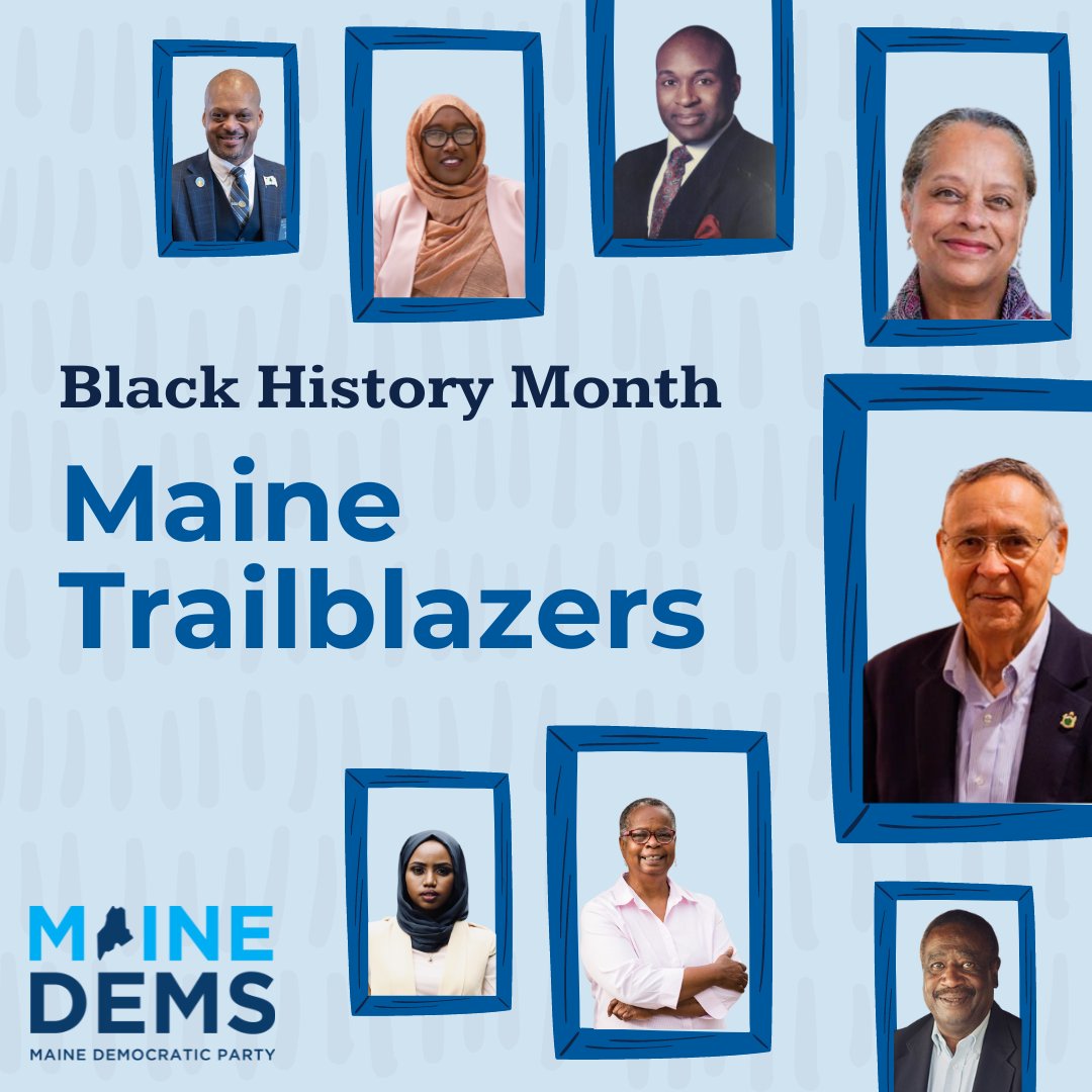 During #BlackHistoryMonth we'll be celebrating the achievements of 8 Maine trailblazers shaping the history of our state! These leaders stand out for their advocacy, civic engagement, & public service, and are a part of the many contributions & long history of black Mainers.